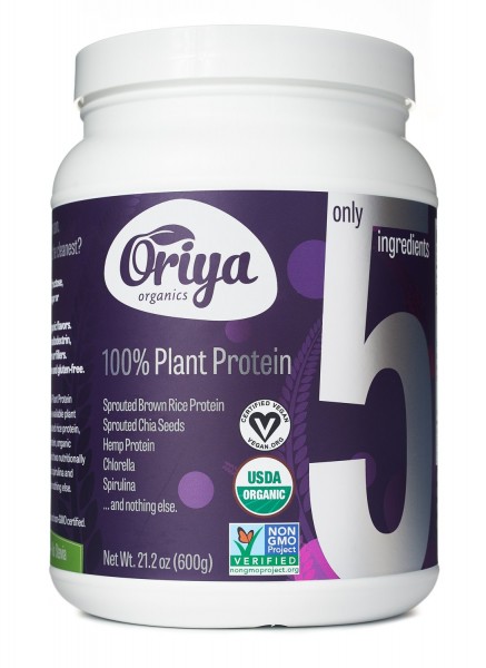 Oriya Organics 100% Plant Protein l USDA Organic, Non GMO l 24 Servings, 21.2 oz l No Stevia l Gluten Free l Dairy Free l Vegan