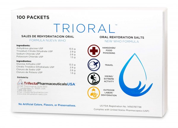 TRIORAL Rehydration Electrolyte Powder - WHO Hydration Supplement Salts Formula - Combat Dehydration from Workouts, Food Poisoning, Hangovers, and ...