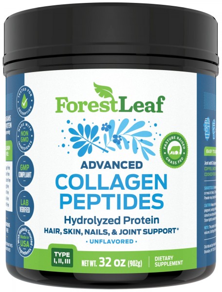 Advanced Hydrolyzed Collagen Peptides – Type 1, 2 and 3 Unflavored Protein Powder - Pasture Raised, Grass Fed - Anti-Aging, Joint, Skin, Hair and B...