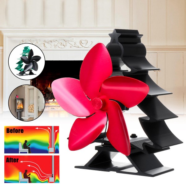 Heat Powered Stove Top Fan 5 Blade Wood Burner Log Burning Christmas 70℃~240℃