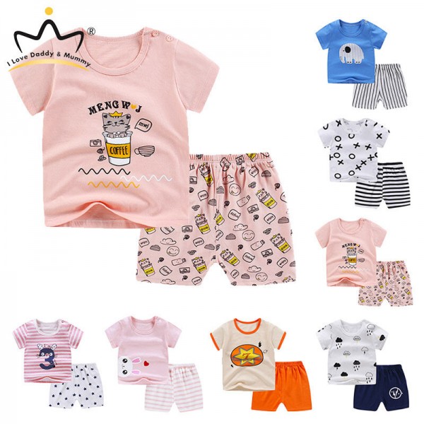 Tôi Yêu Daddy & Mummy 2 Cái/bộ Bé Quần Áo Bé Trai Ngắn Tay Áo + Quần Short Trẻ Em Quần Áo Giản Dị Đặt