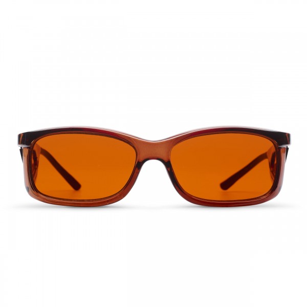 MediView Extra Glasses | Macular Degeneration, Glaucoma, Cataracts and Retinitis Pigmentosa | Unisex | Orange-Brown Lenses | EyeC Brown Frame