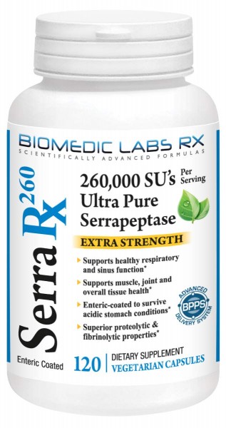 Serra-RX 260,000 SU Serrapeptase - Enteric Coated Proteolytic Systemic Enzyme, Non-GMO, Gluten Free, Vegan, Supports Sinus, Immune & Lung Health, 1...