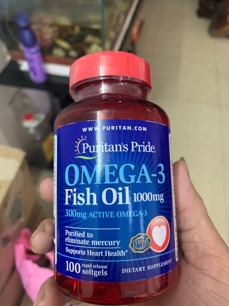 Dầu cá bổ sung EPA DHA Tăng cường hệ miễn dịch bổ mắt bổ não tim mạch. Puritan’s Pride Omega 3. 1000mg. Hsd 04/22