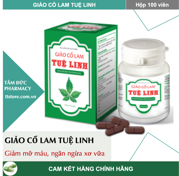 [HCM]GIẢO CỔ LAM TUỆ LINH [Hộp 100 viên] - Hỗ trợ giảm mỡ máu ngăn ngừa xơ vữa mạch máu