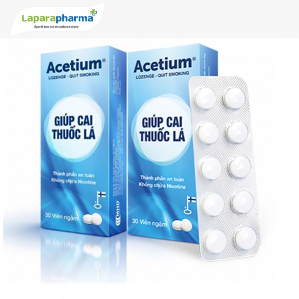 [HCM]Viên ngậm cai thuốc lá ACETIUM (Hộp 3 vỉ x 10 viên)