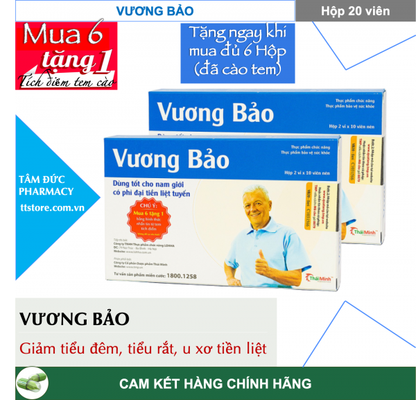 [HCM]VƯƠNG BẢO [Hộp 20 viên] - Hỗ trợ điều trị phì đại tuyến tiền liệt giảm tiểu buốt gắt són tiểu tiểu đêm